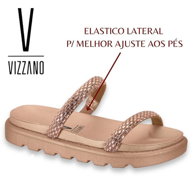 Sandalia Papete Vizzano Original Rasteira Flat Strass Slide