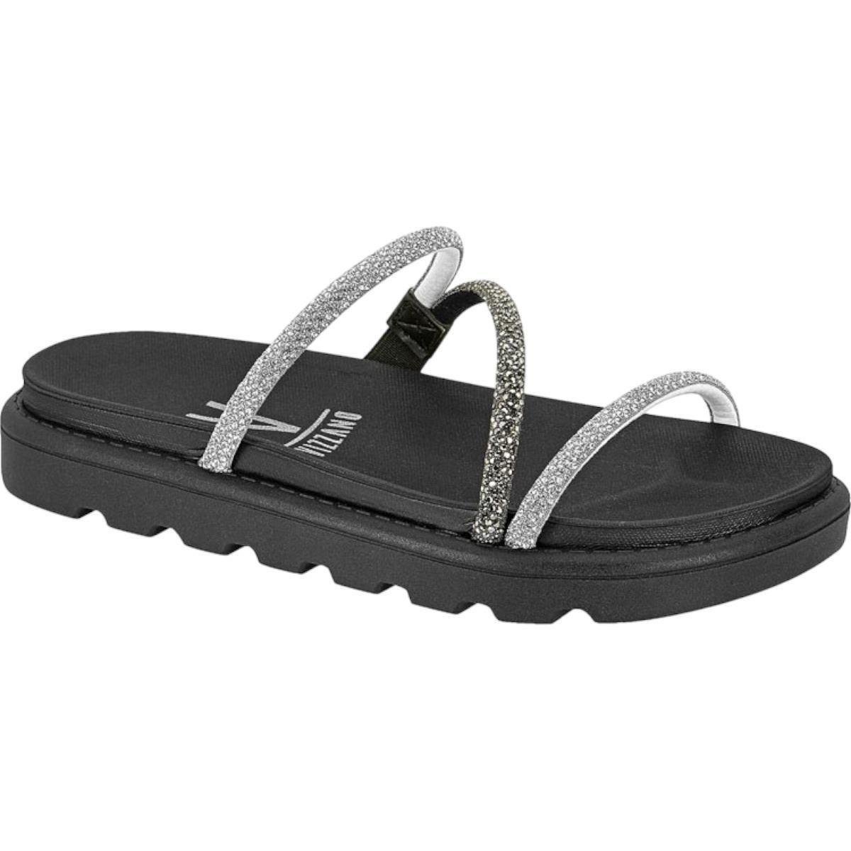Sandalia Papete Vizzano Strass Feminina Brilho Flatform Menor preço em Sandalia Papete Vizzano Strass Feminina Brilho Flatform