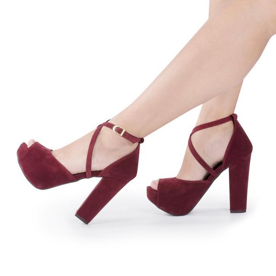 Sandália Pedore Meia Pata Salto Grosso Tiras Feminina P11 Zattini