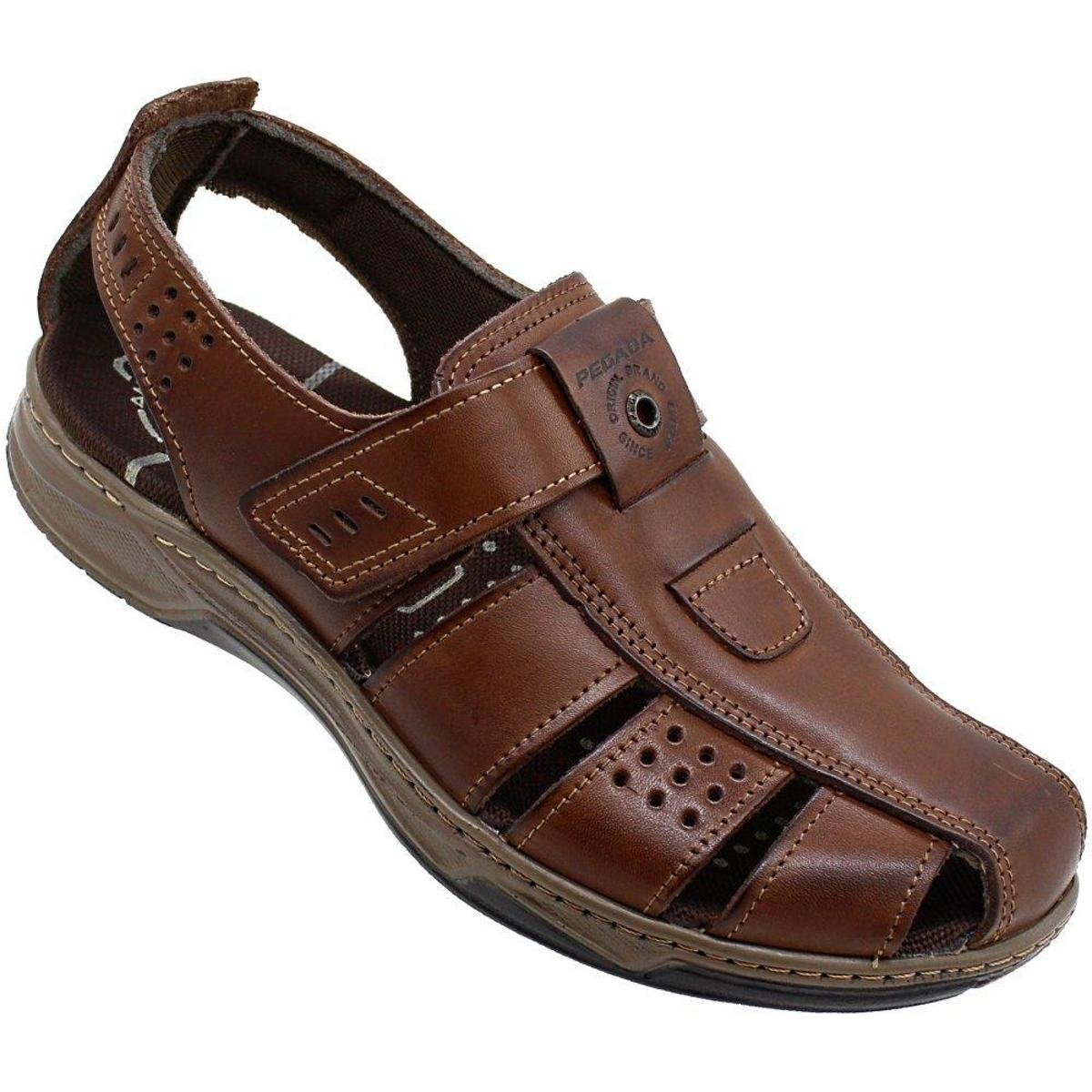 Sandália Pegada Anilina 24L Masculina - Marrom Menor preço em Sandália Pegada Anilina 24L Masculina - Marrom