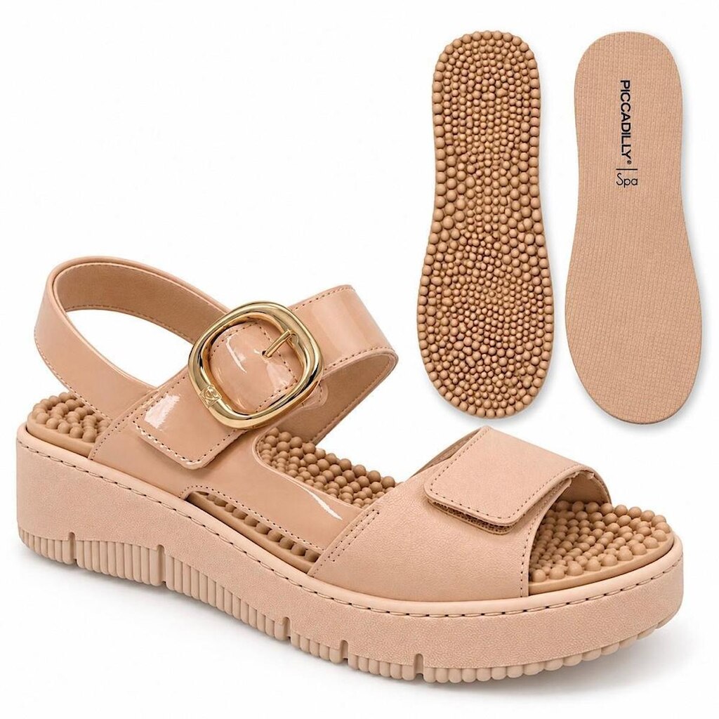 Sandália Piccadilly Anabela Spa Massageadora 568087 Rosé
