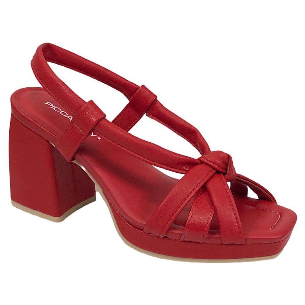 Sandália Piccadilly Eloisa Salto Bloco 771003 Vermelha Zattini