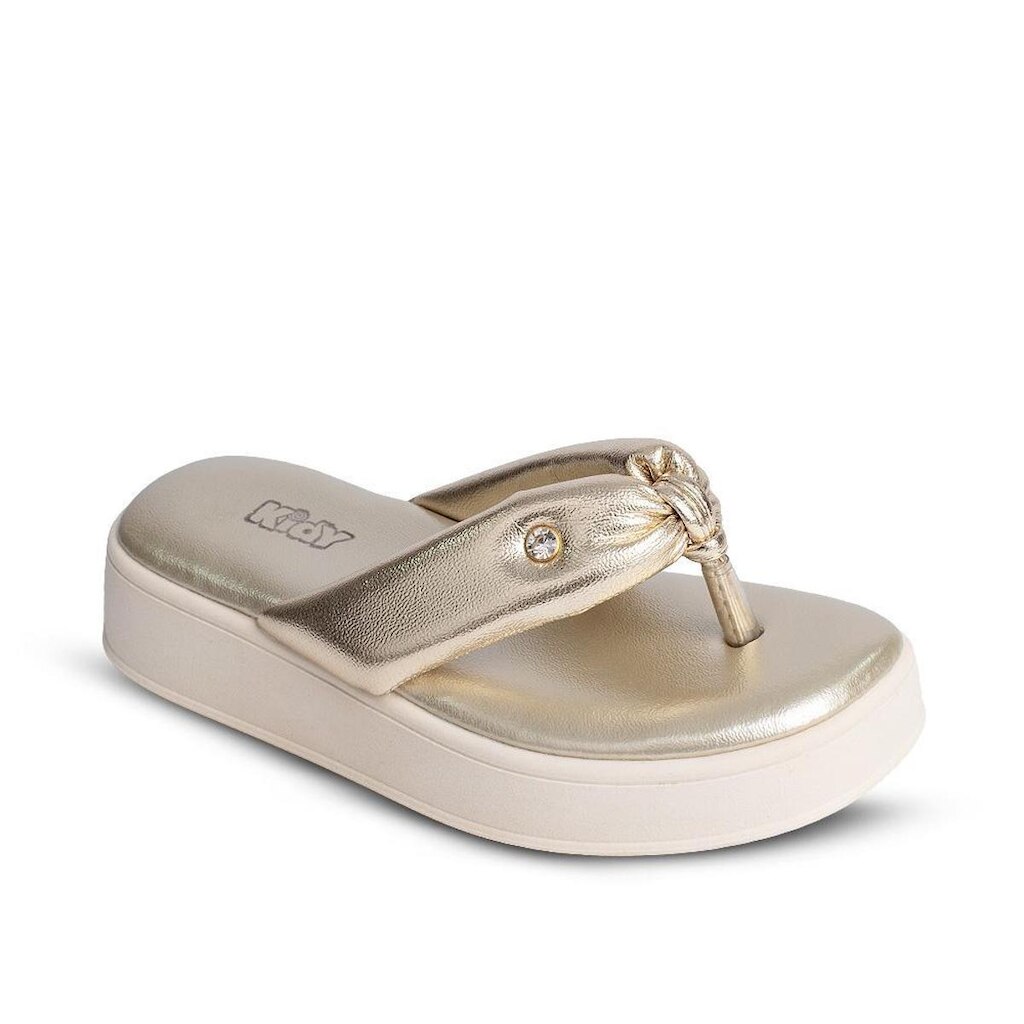 Sandália Plataforma Infantil Menina Kidy Flat Casual Dourada Tamanco Festa Macia