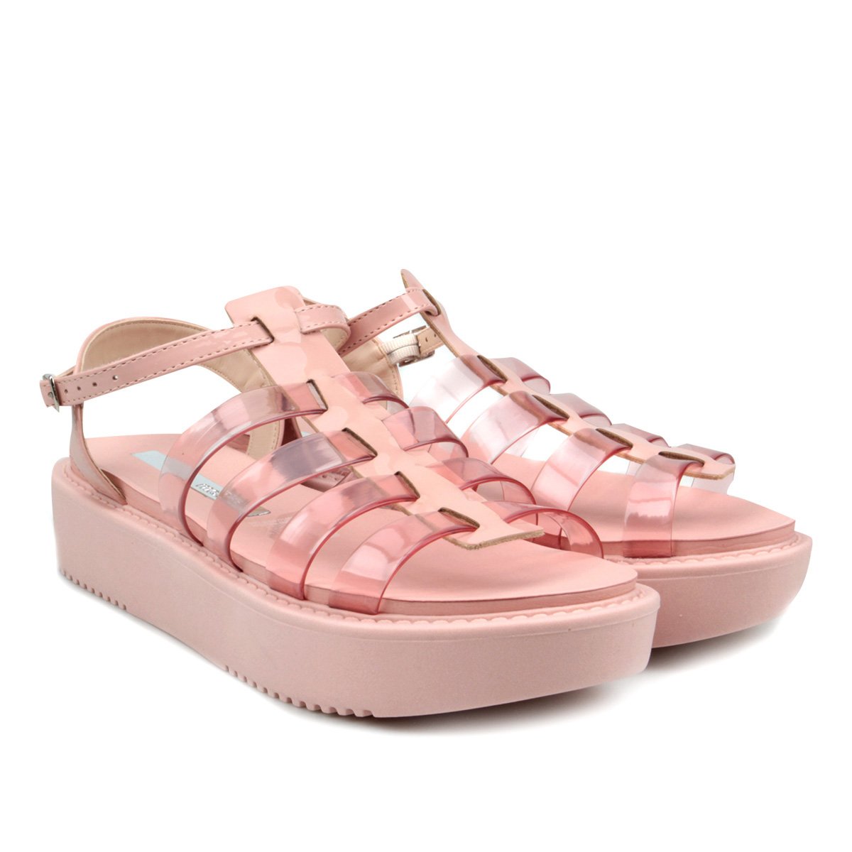 Sandália Plataforma Moleca Multi Tiras Feminina - Rosa | Zattini