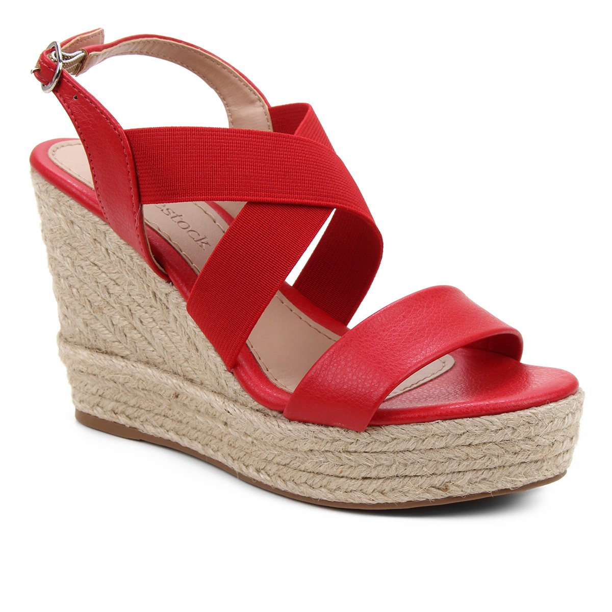 Sandália Plataforma Shoestock Elástico Corda Feminina - Vermelho | Zattini
