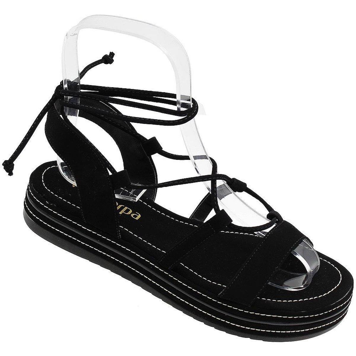 Sandália Plataforma Via Scarpa Nobuck Amarração Gladiadora