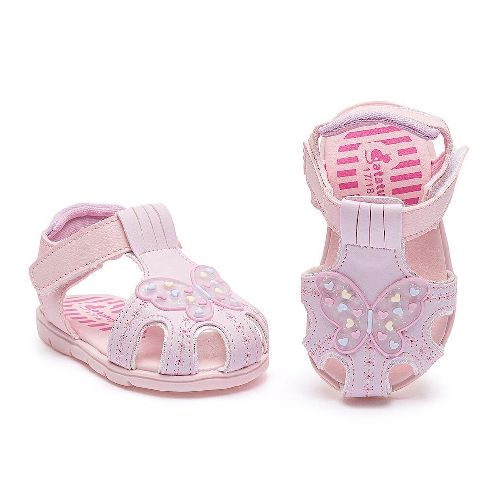 Sandália Primeiros Passos Esportiva Menina Infantil Casual Leve Respirável Borboleta Rosa Mz Shoes