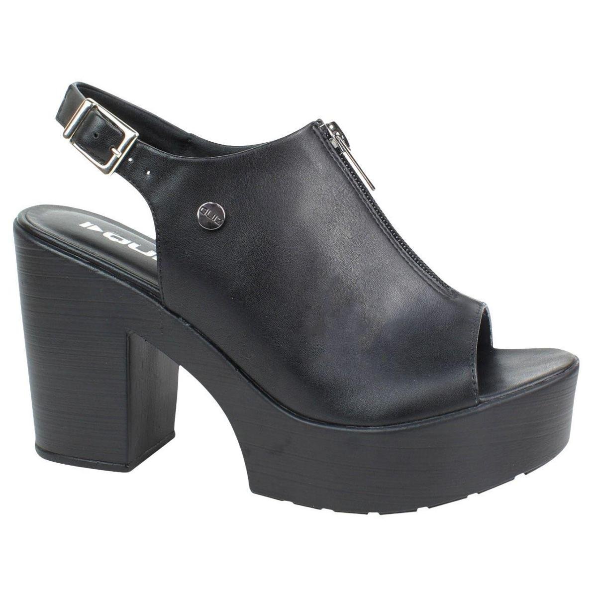 Sandalia Quiz Tratorada Ziper Salto Grosso 651923-04 Feminina