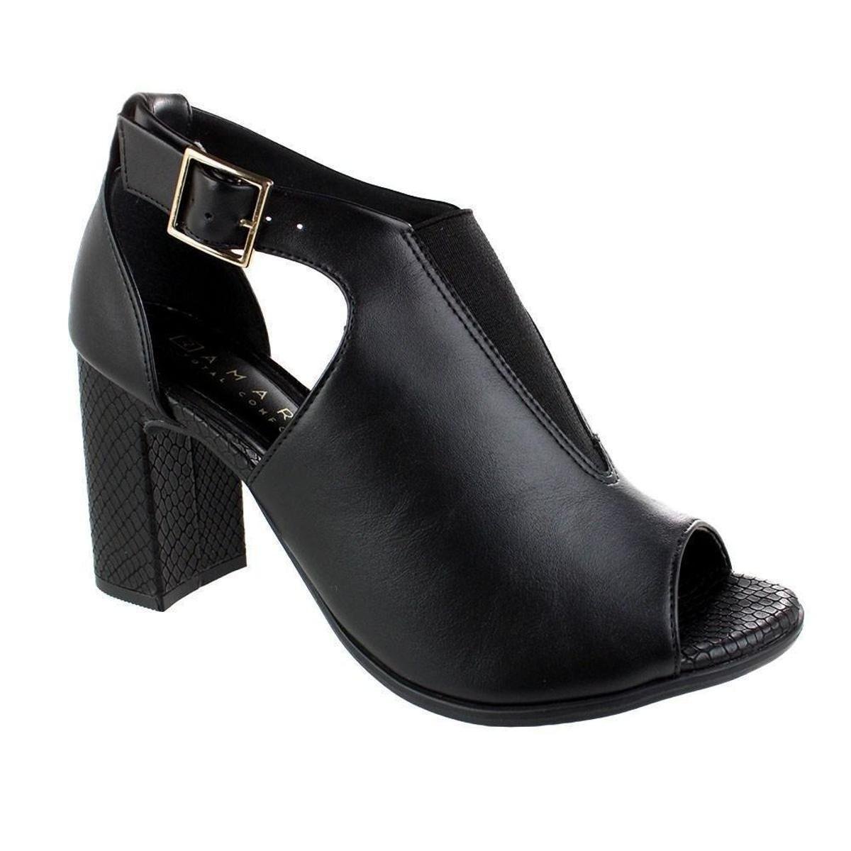 Sandália Ramarim Open Boot Buckle Feminina - Incolor+Preto Menor preço em Sandália Ramarim Open Boot Buckle Feminina - Incolor+Preto