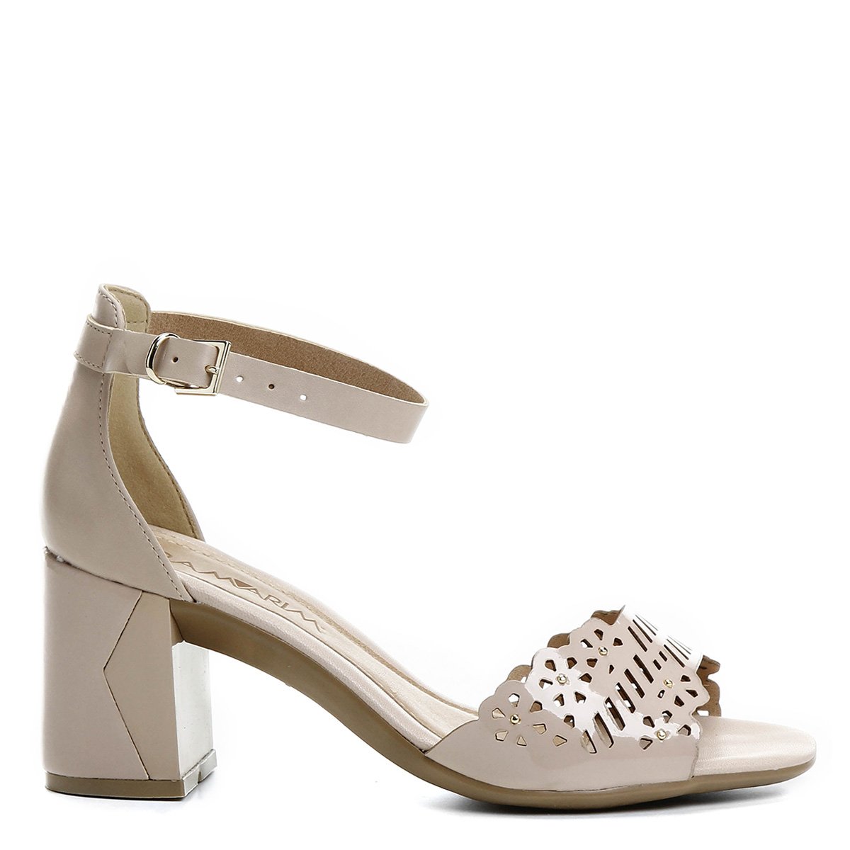 sandália ramarim salto grosso vazada laser preta