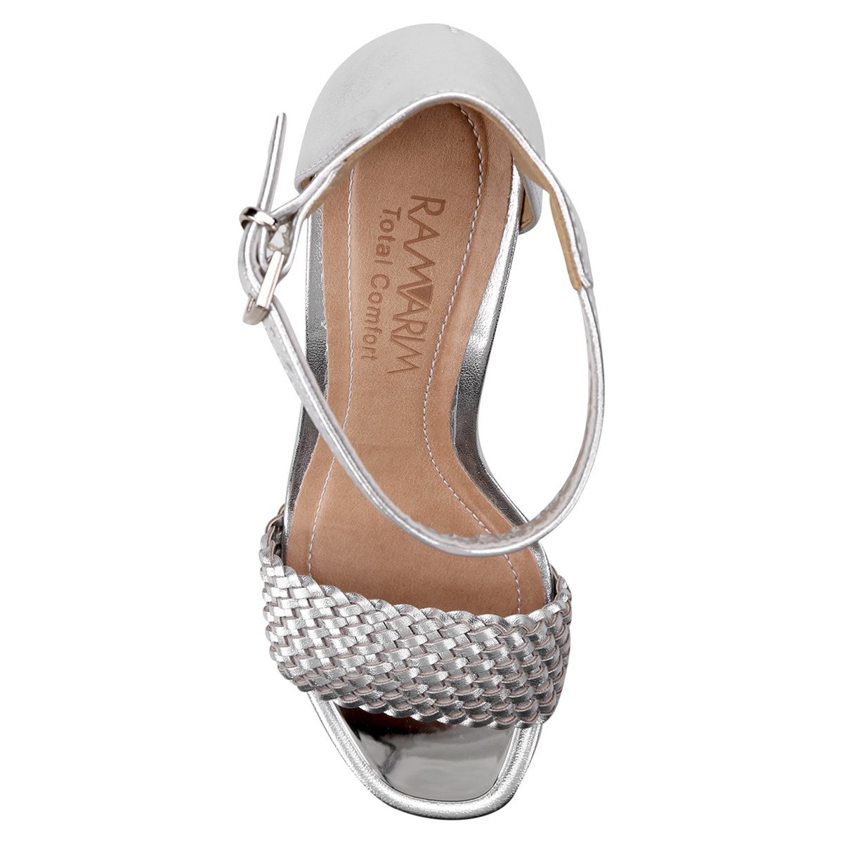 Sandália Ramarim Salto Grosso Metalizada Feminina - Prata | Zattini