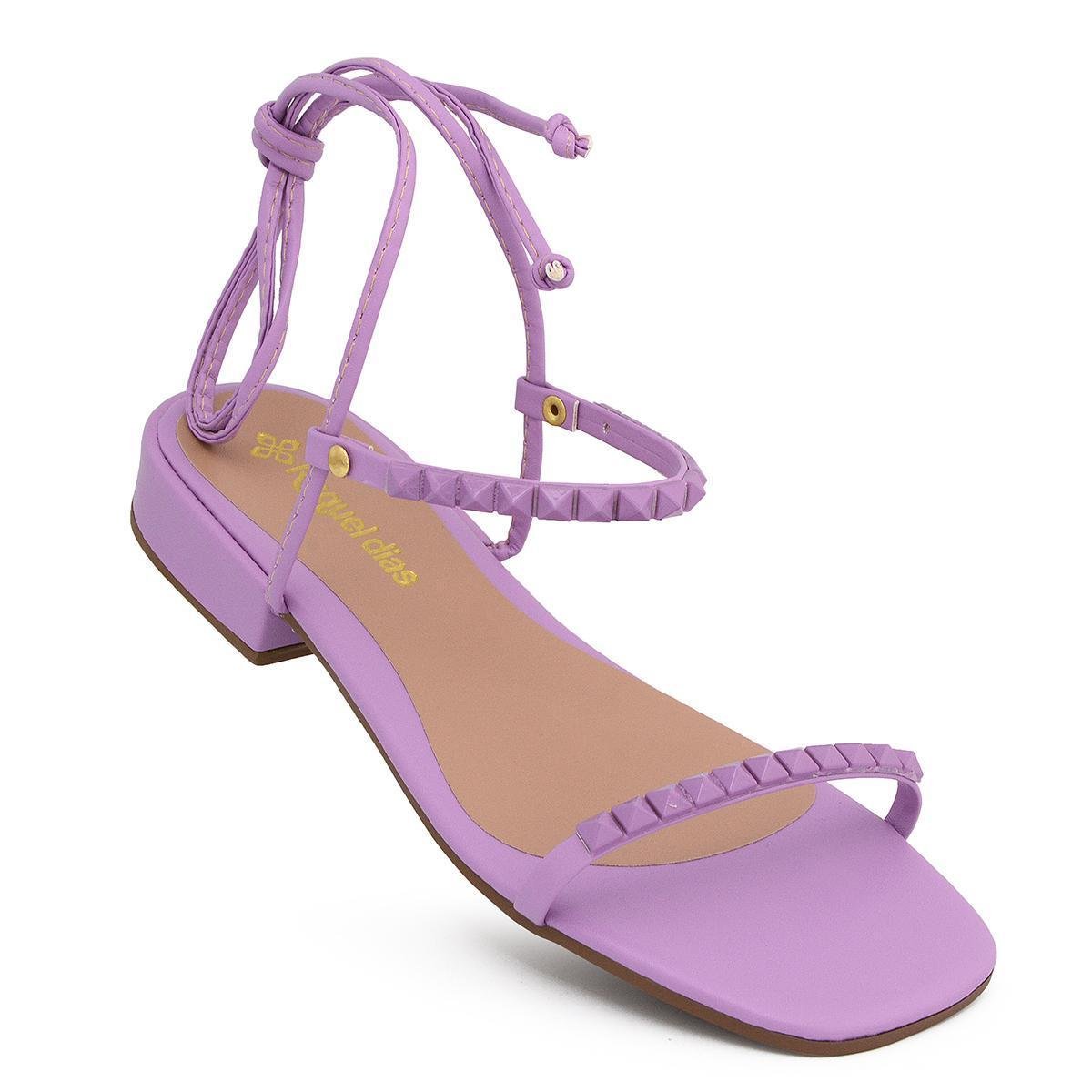 Sandália Raquel Dias de Amarrar Enfeite de Duas Tiras ABS - Lilás Menor preço em Sandália Raquel Dias de Amarrar Enfeite de Duas Tiras ABS - Lilás