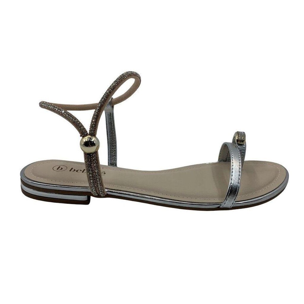 Sandália Rasteira Bebecê Flat Prata 1028580 - Prata 40
