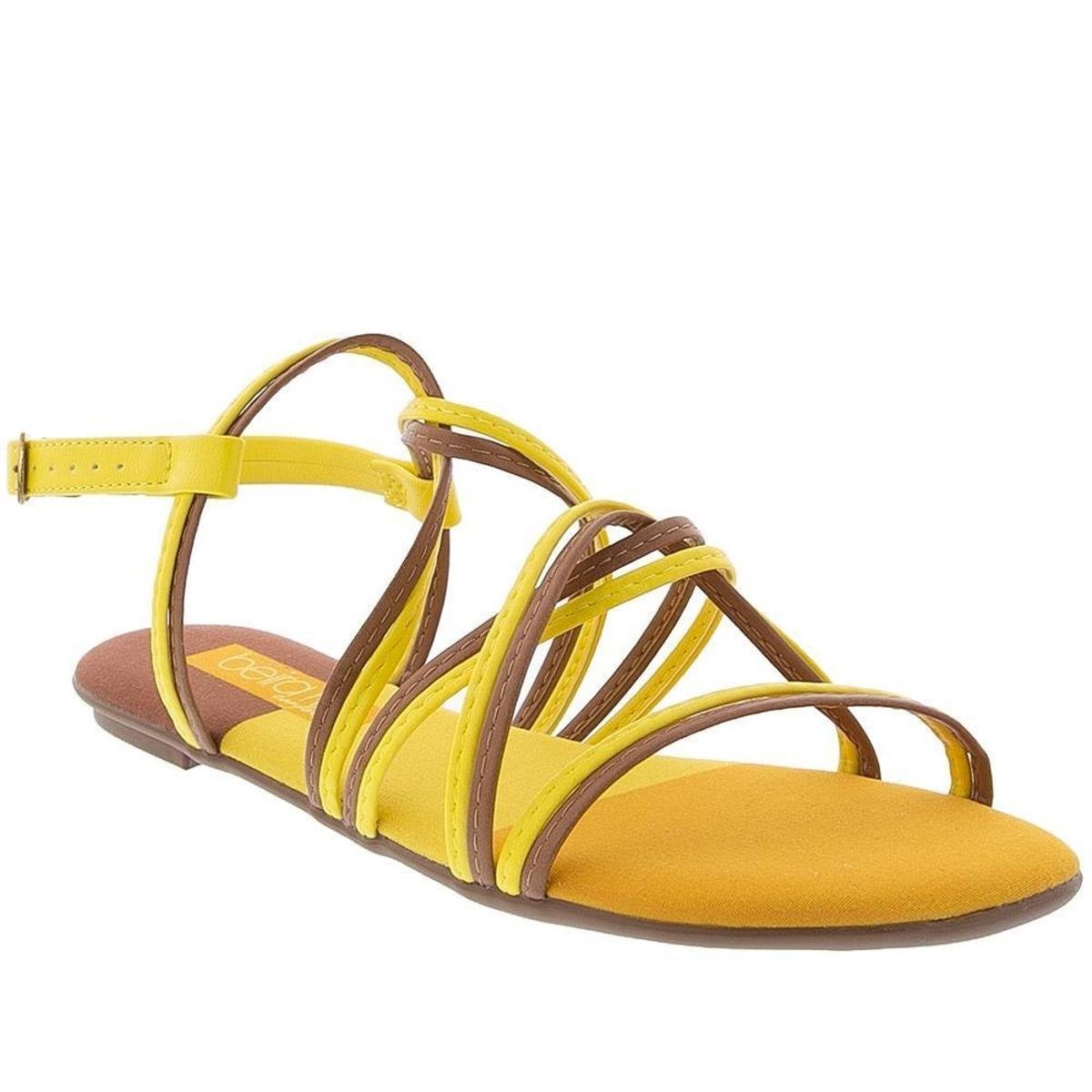 Sandália Rasteira Beira Rio Conforto Tiras Cruzadas 8418202 - Feminina - Amarelo Menor preço em Sandália Rasteira Beira Rio Conforto Tiras Cruzadas 8418202 - Feminina - Amarelo