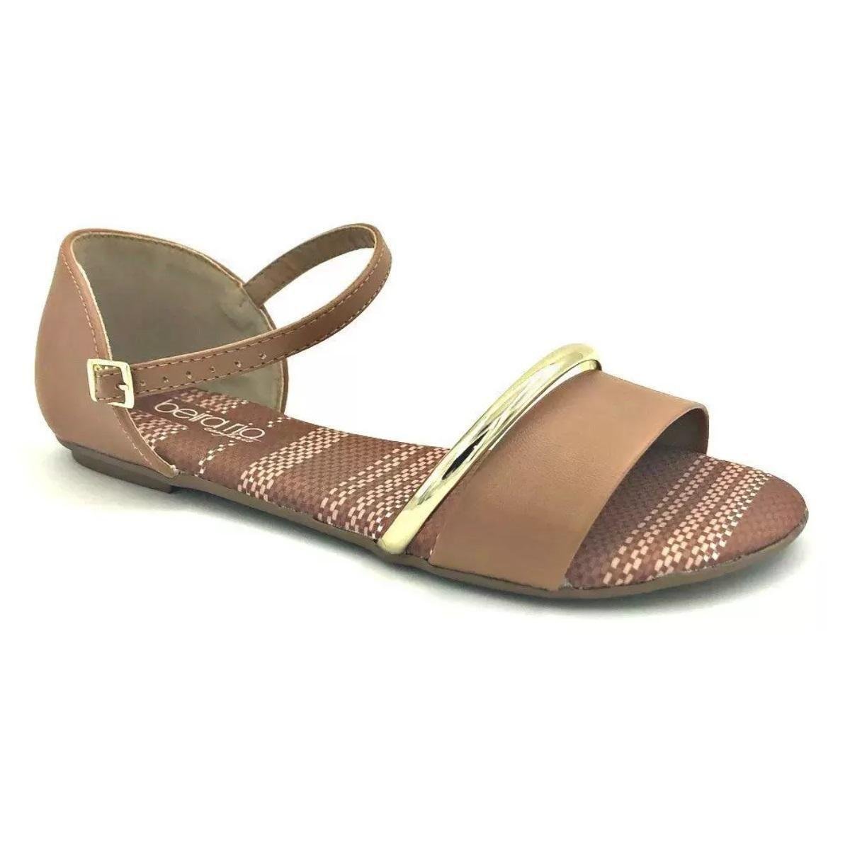 Sandália Rasteira Beira Rio Fivela Feminina - Marrom Menor preço em Sandália Rasteira Beira Rio Fivela Feminina - Marrom