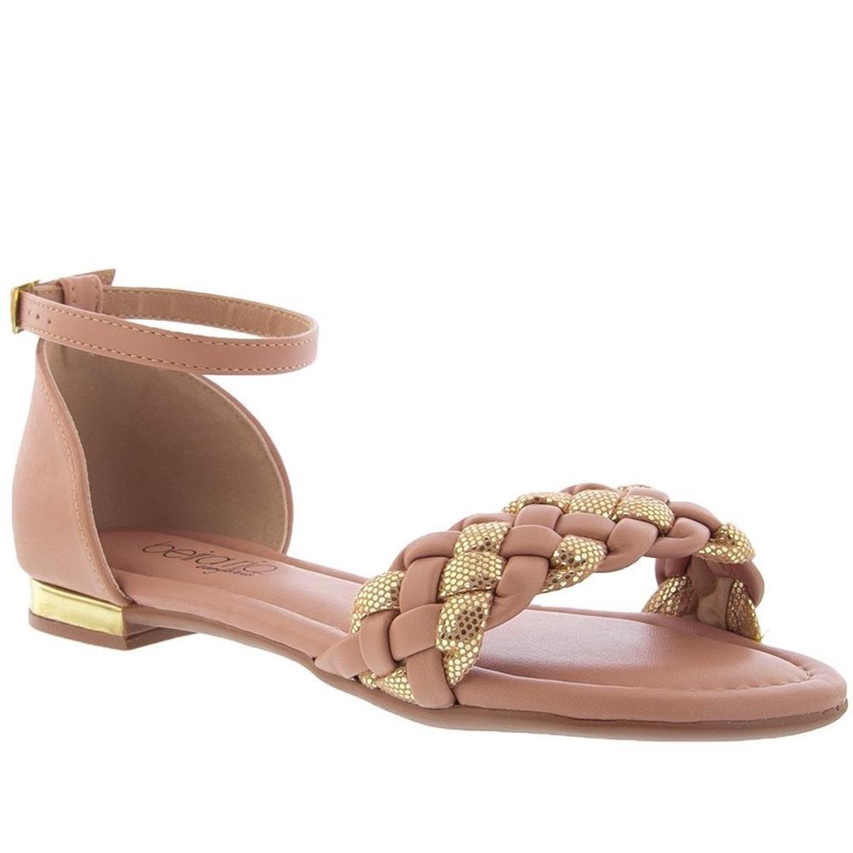 Sandália Rasteira Beira Rio Tressê Metalizada Nude - Nude Menor preço em Sandália Rasteira Beira Rio Tressê Metalizada Nude - Nude