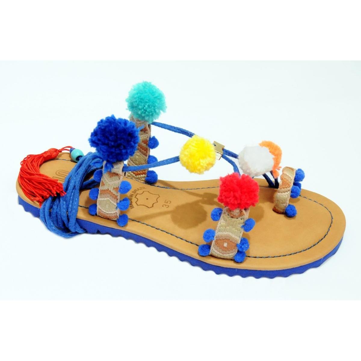 Sandália Rasteira Feminina Trama Pompom - Schutz - Amarelo - Shop2gether