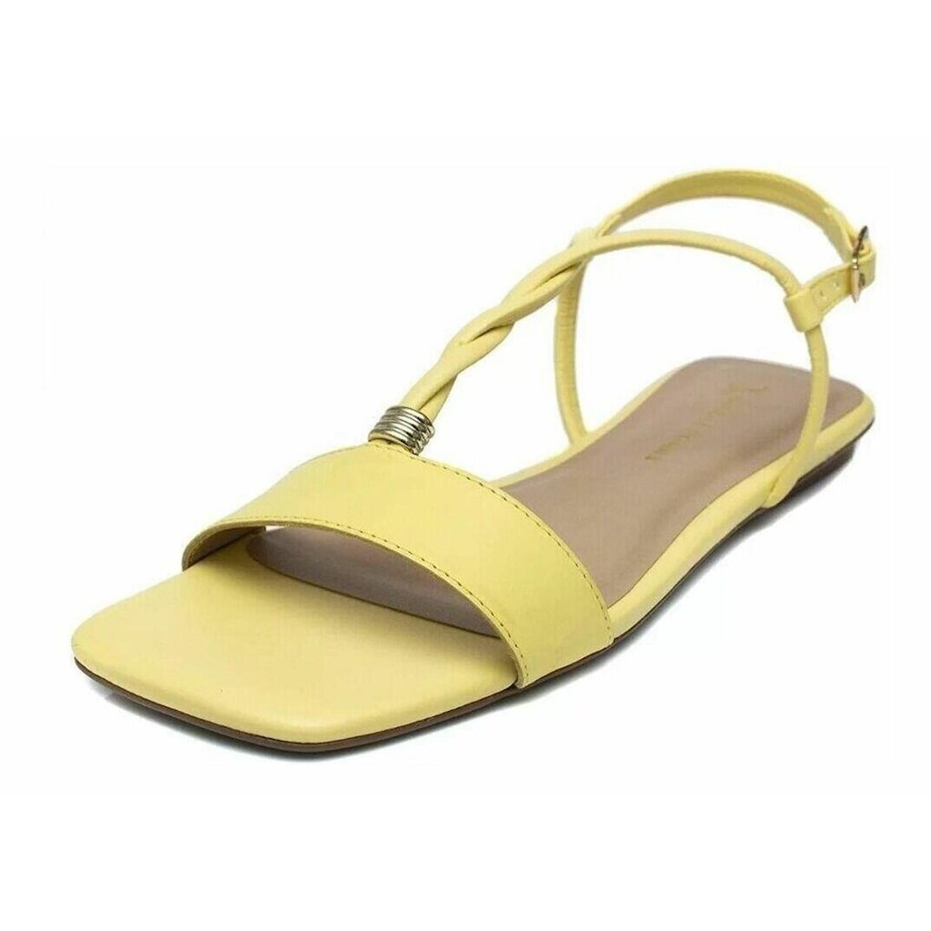 Sandália Rasteira Couro Giulia Domna Bico Quadrado Camomila Amarelo 36 BR