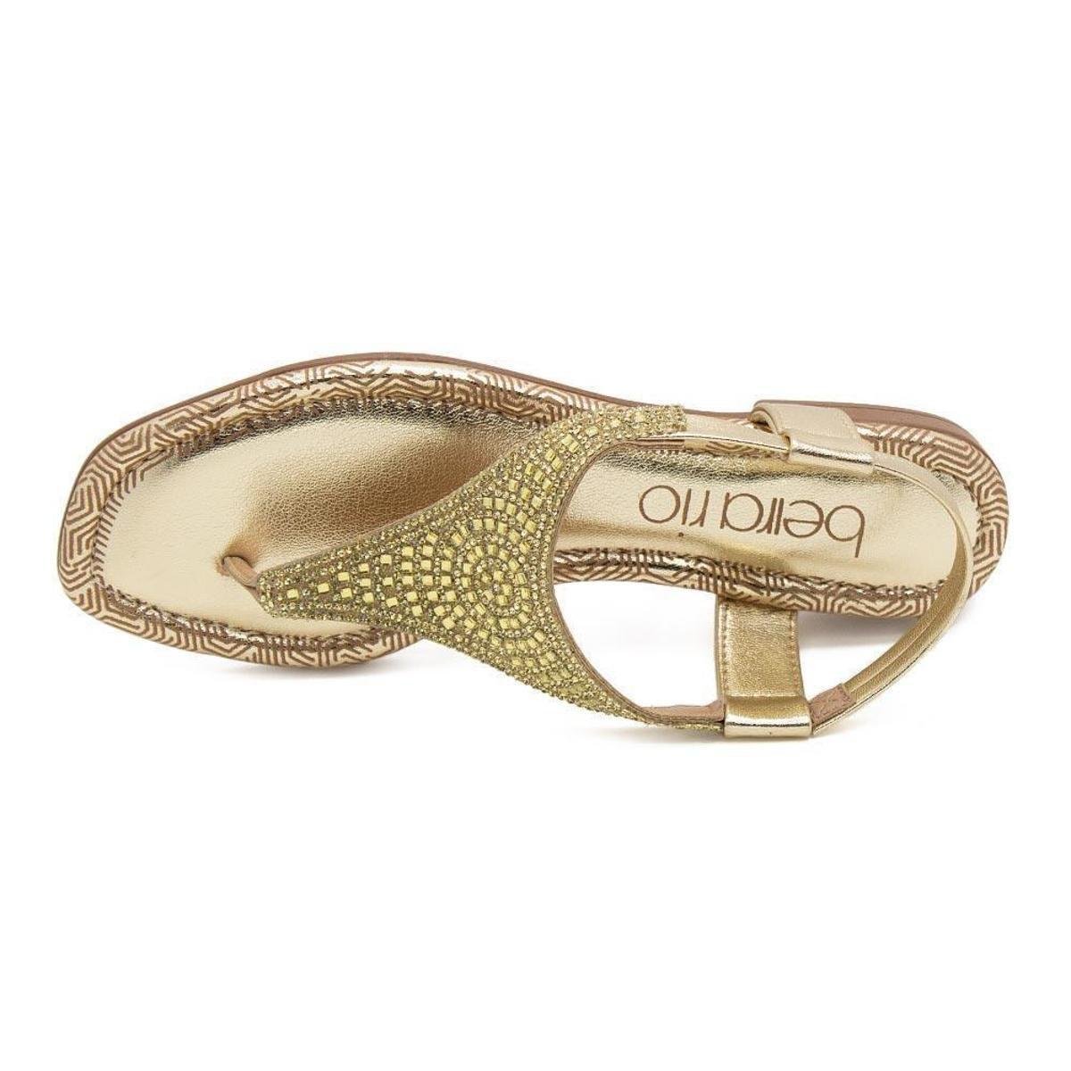 Sandália Rasteira Feminina Rasteira Dourada Beira Rio Sandália