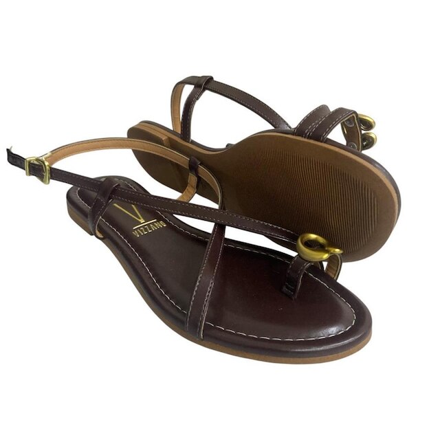 Sandália Rasteira Feminina com Detalhe Dourado 6235.1725 Branco Off 33