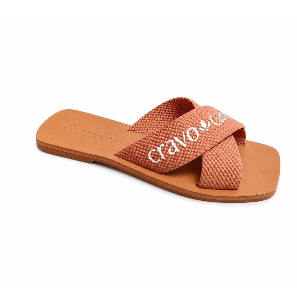 Sandália Rasteira Feminina Cravo E Canela Couro - Caramelo