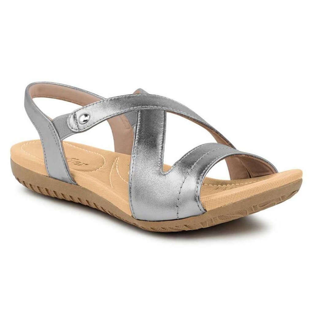 Sandália Rasteira Feminina Elástico Prata Aço Usaflex R1804