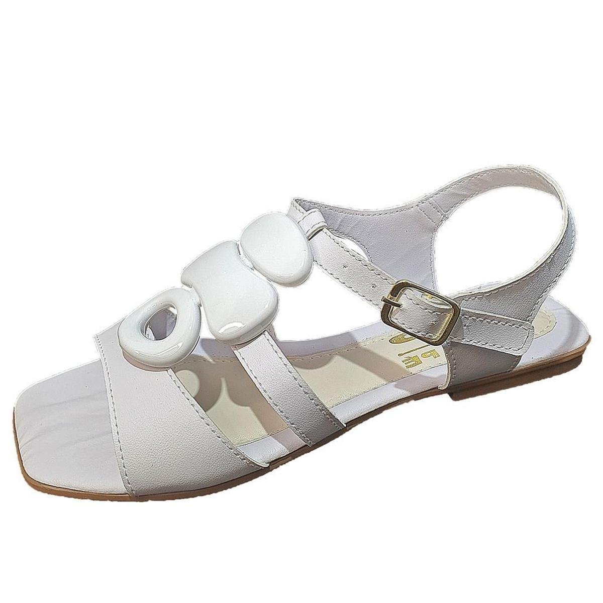 Sandália Rasteira Feminina Moda Pé Aplique Acrílico 02 - Branco Menor preço em Sandália Rasteira Feminina Moda Pé Aplique Acrílico 02 - Branco