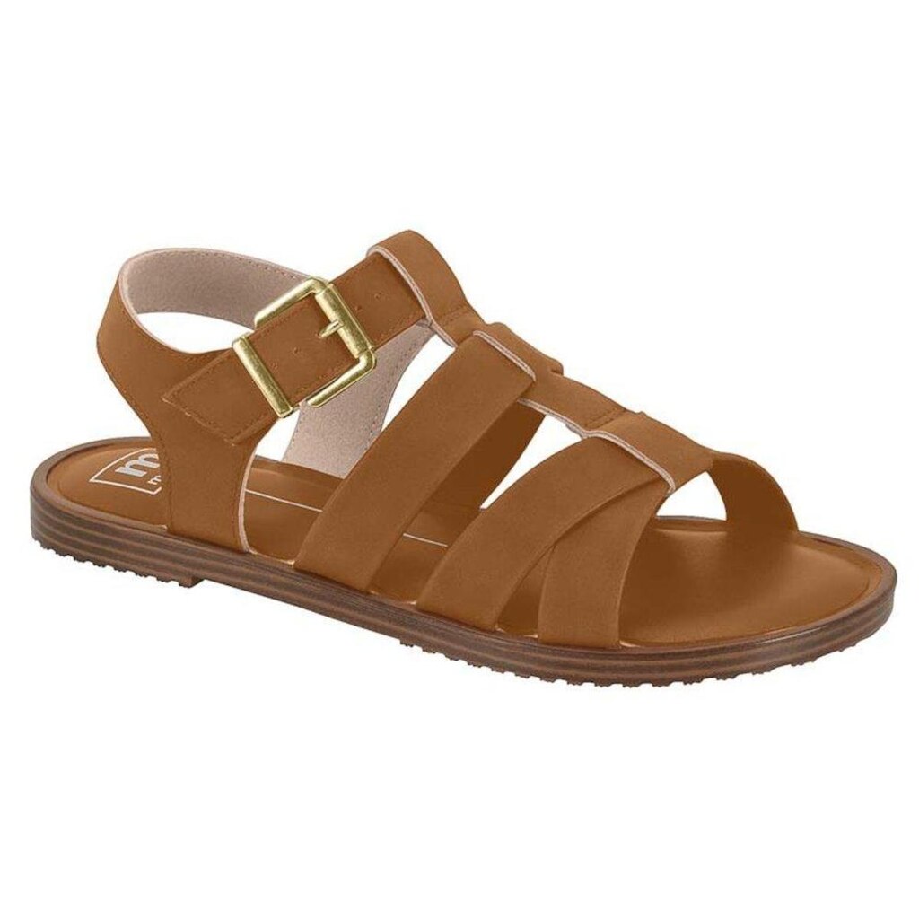 Sandália Rasteira Feminina Moleca Tiras Grossas Conforto
