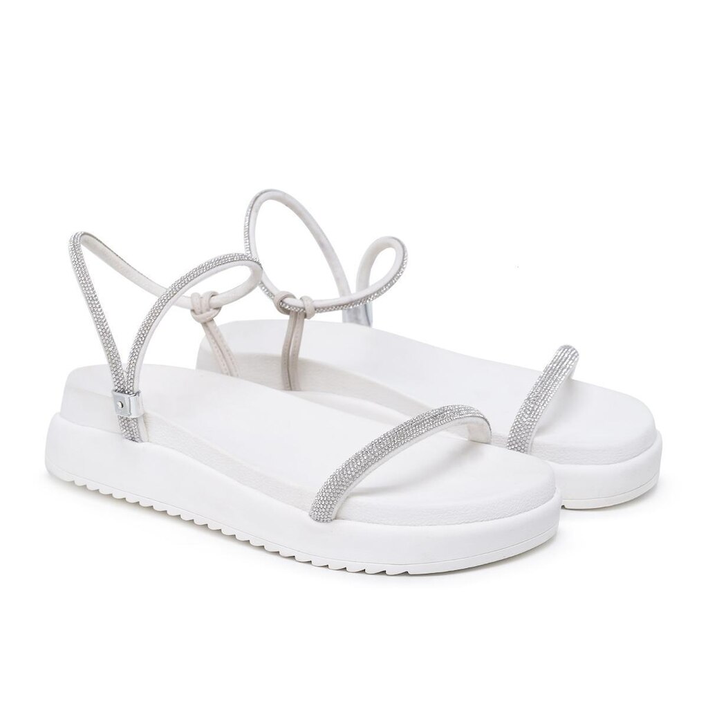 Sandália Rasteira Feminina Papete Wit Shoes Glitter Strass