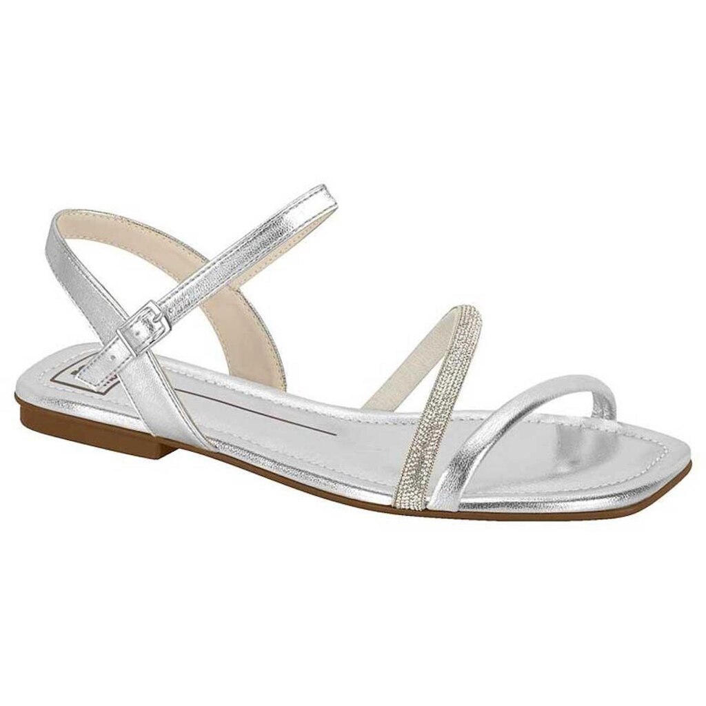 Sandália Rasteira Feminina Prata Cristal Moleca 5462.138