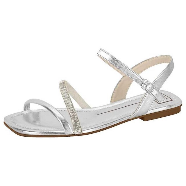 Sandália Rasteira Feminina Prata Cristal Moleca 5462.138