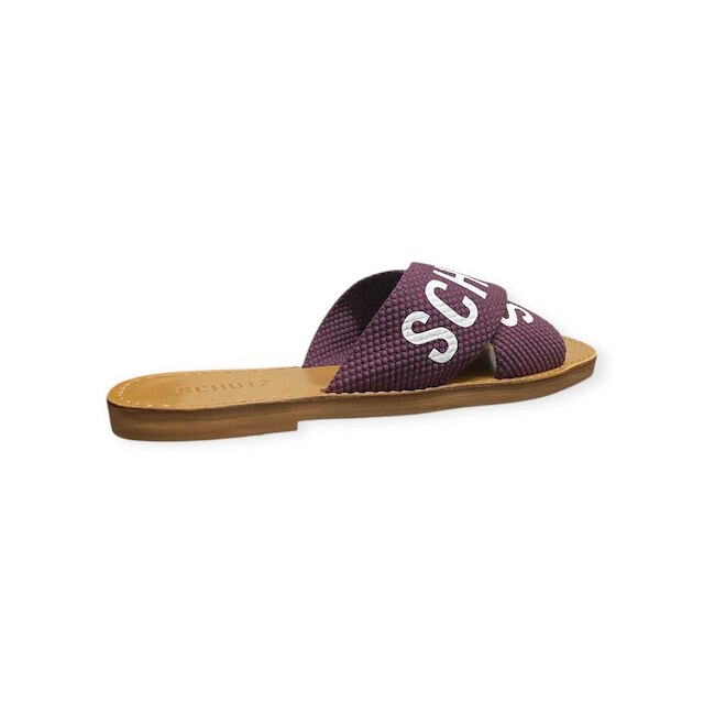 Sandalia Rasteira Feminina Schutz Logo De X Roxa
