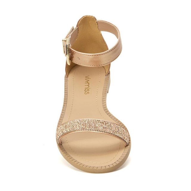 Sandália Rasteira Feminina Strass Fivela Verão Casual