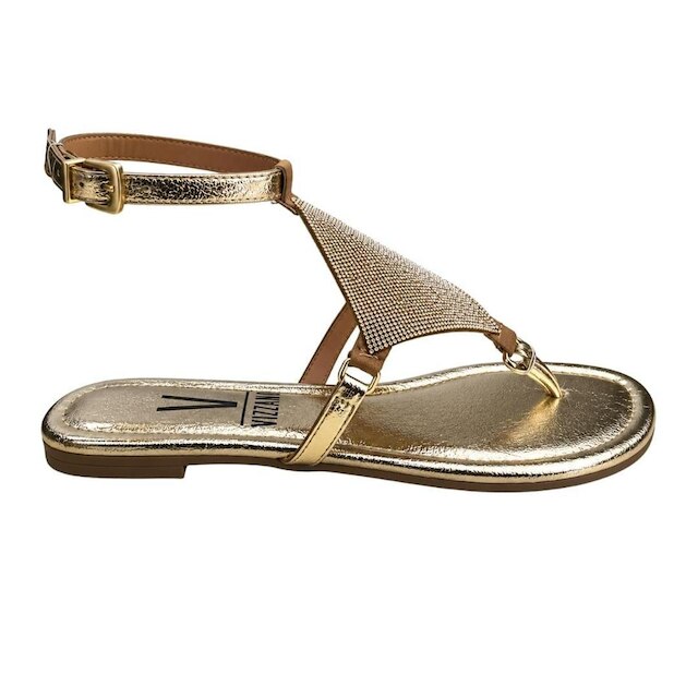Sandália Rasteira Feminina Vizzano 6371.1172 Gaspea com Strass