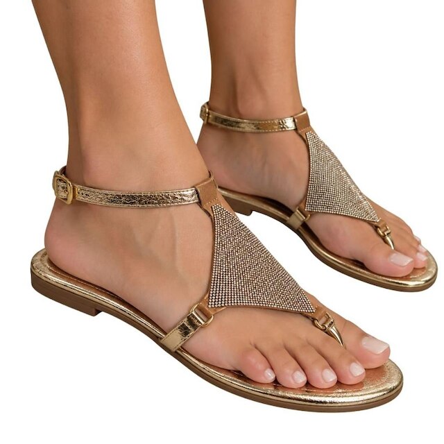 Sandália Rasteira Feminina Vizzano 6371.1172 Gaspea com Strass
