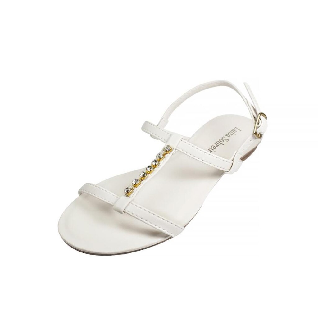 Sandália Rasteira Luiza Sobreira Strass Off White