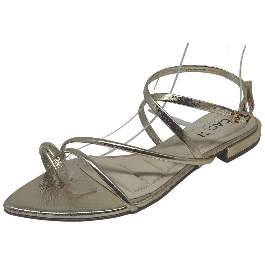 Sandalia Rasteira Metalizada Moderna Elegante Conforto Cacci