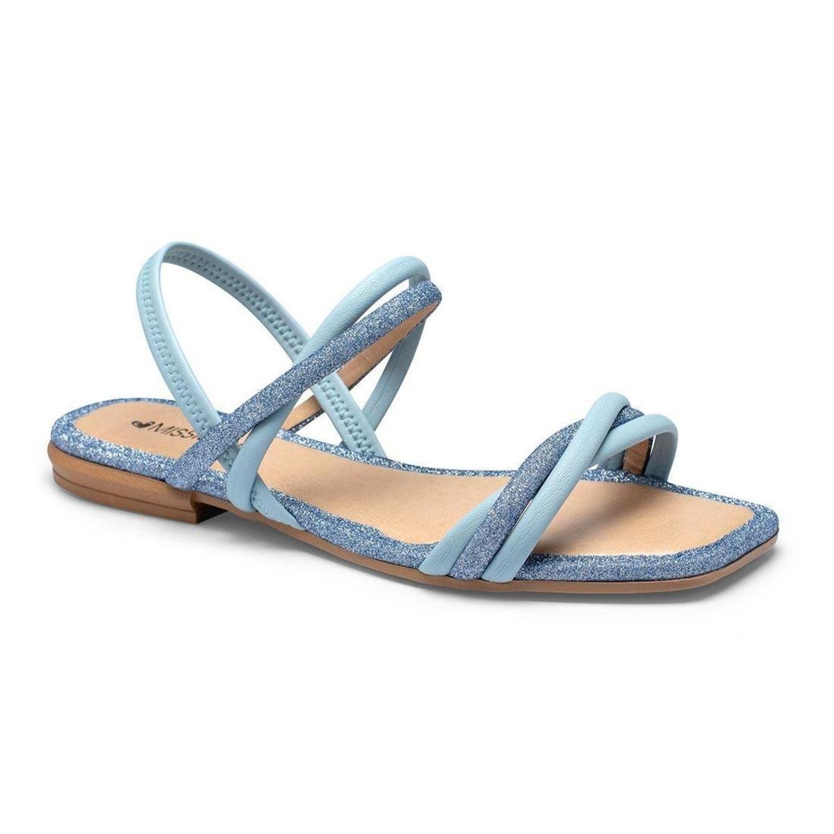 Sandália Rasteira Mississipi Tiras Brilho Bege Menor preço em Sandália Rasteira Mississipi Tiras Brilho Bege