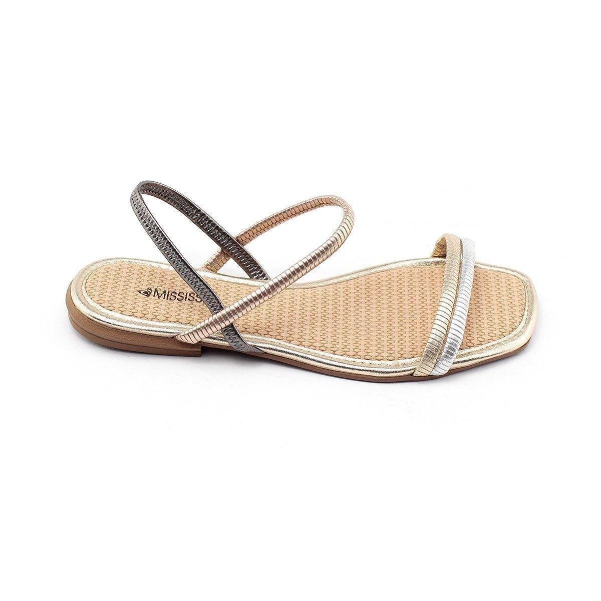 Sandália Rasteira Mississipi - Prata Menor preço em Sandália Rasteira Mississipi - Prata