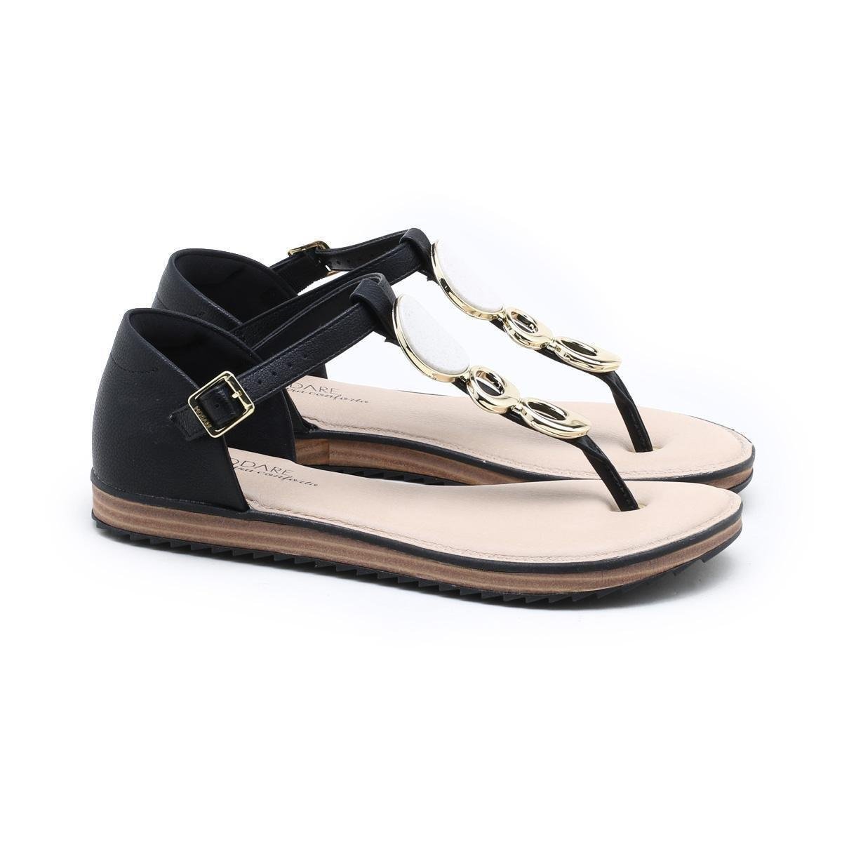 Sandália Rasteira Modare Pedraria - Preto Menor preço em Sandália Rasteira Modare Pedraria - Preto