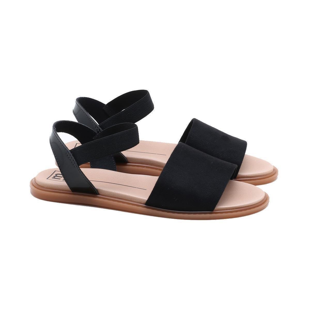 Sandália Rasteira Moleca Camurça - Preto Menor preço em Sandália Rasteira Moleca Camurça - Preto