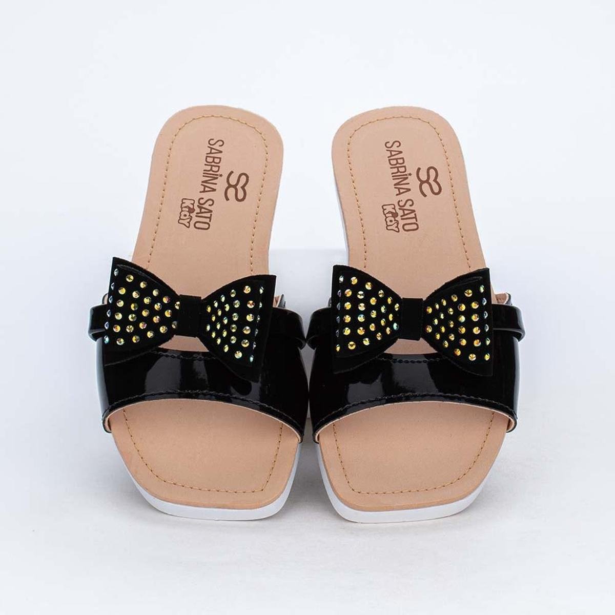 Sandália Rasteira para Meninas Sabrina Sato com L - Preto Menor preço em Sandália Rasteira para Meninas Sabrina Sato com L - Preto