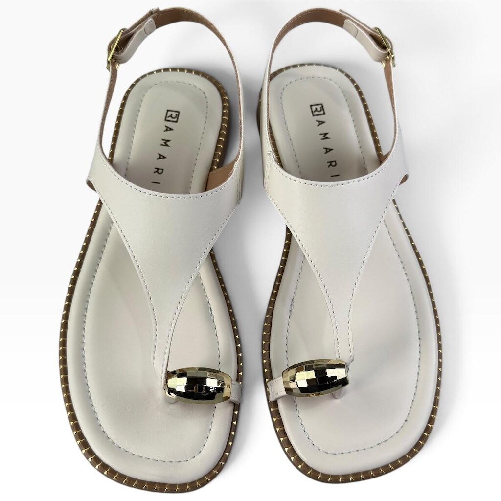 Sandália Rasteira Ramarim Feminina Ring Toe Anel Dourado Tachas Original