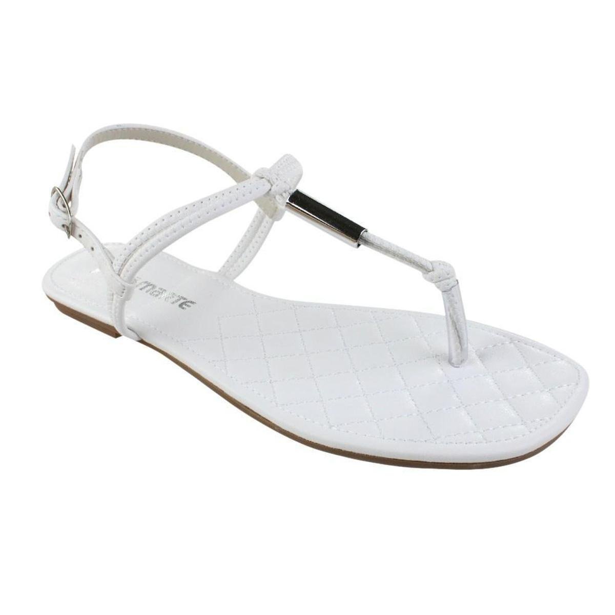 Rasteirinha Feminina Via Marte 20-20703 com Brilho Branco 20-20703 Branco |  Zariff