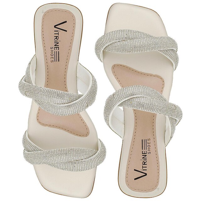 Sandália Rasteira Vitrine Shoes Brilho Estelar Feminina