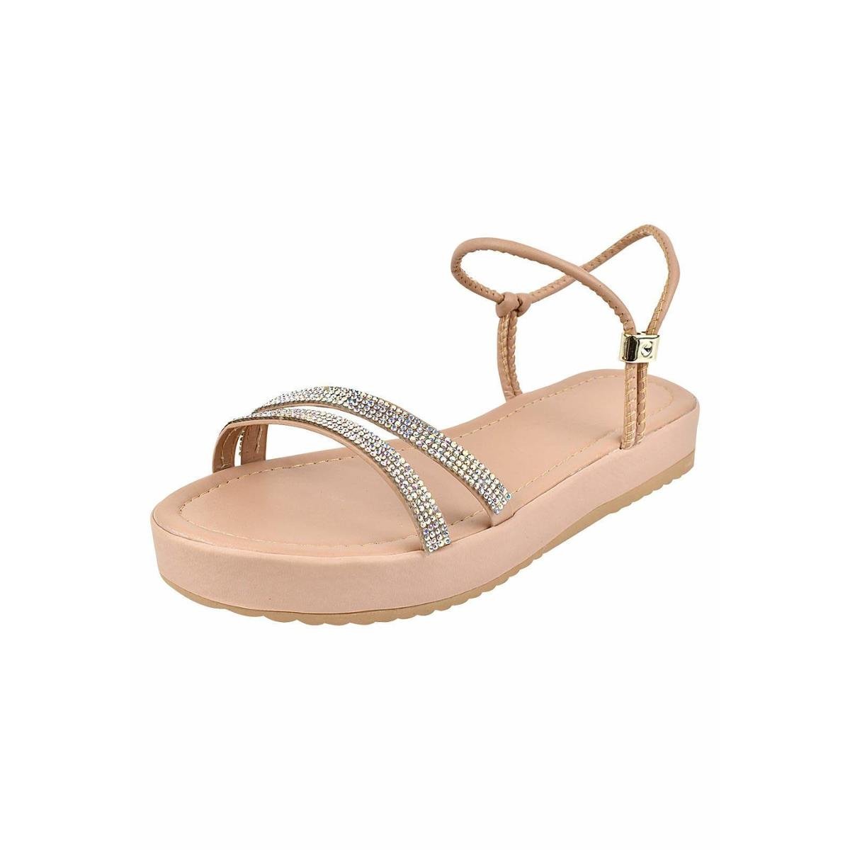 Sandália Rihenzo Shoes Flatform Tiras Com Brilho Strass Feminina - Nude Menor preço em Sandália Rihenzo Shoes Flatform Tiras Com Brilho Strass Feminina - Nude
