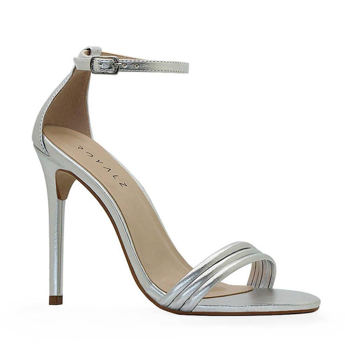 Sandália Royalz Metalizada Victória Salto Alto Fino Tira Zattini