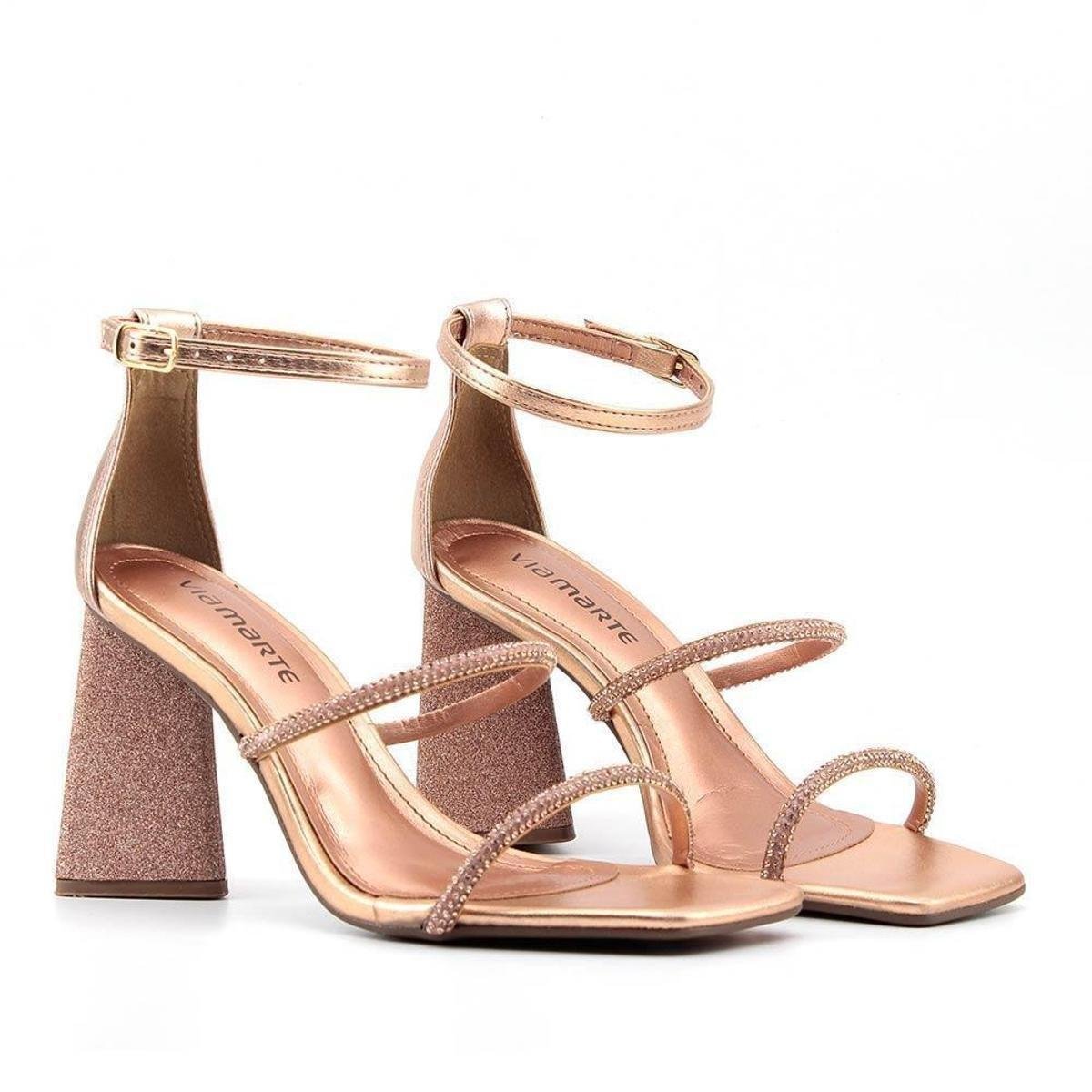 Sandália Salto Alto Via Marte - Rose Gold Menor preço em Sandália Salto Alto Via Marte - Rose Gold