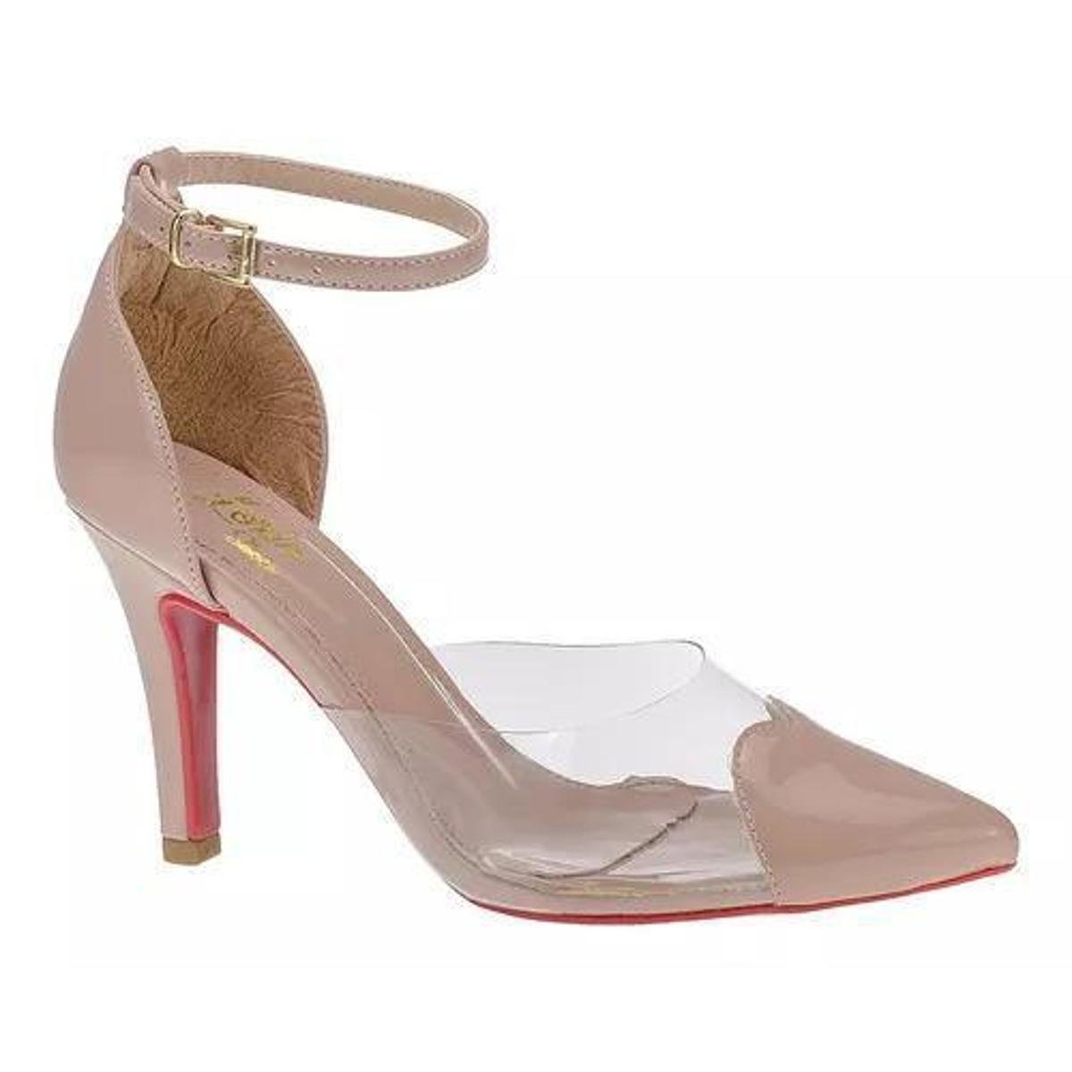 Scarpin Sandalia Transparente Bico Fino Bico Fino Scarpin Com