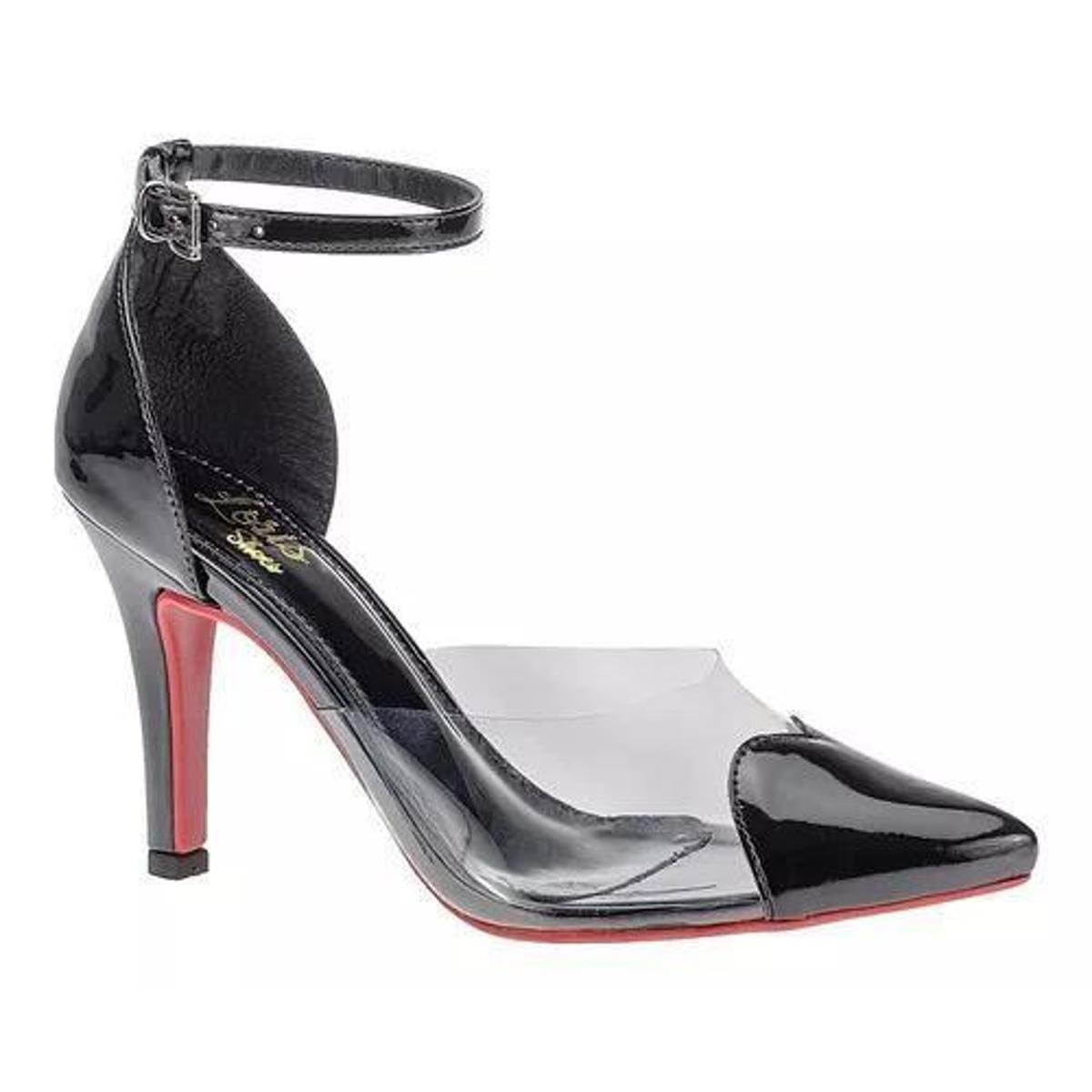 Sandália Salto Alto Vinil Transparente Bico Fino Social Moda Atual